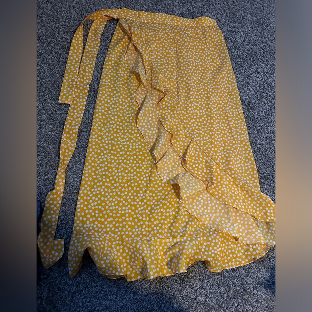 Yellow floral wrap skirt